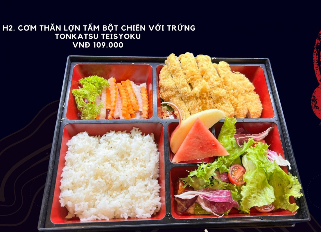 H2. Cơm thăn lợn tẩm bột chiên với trứng Tonkatsu teisyoku